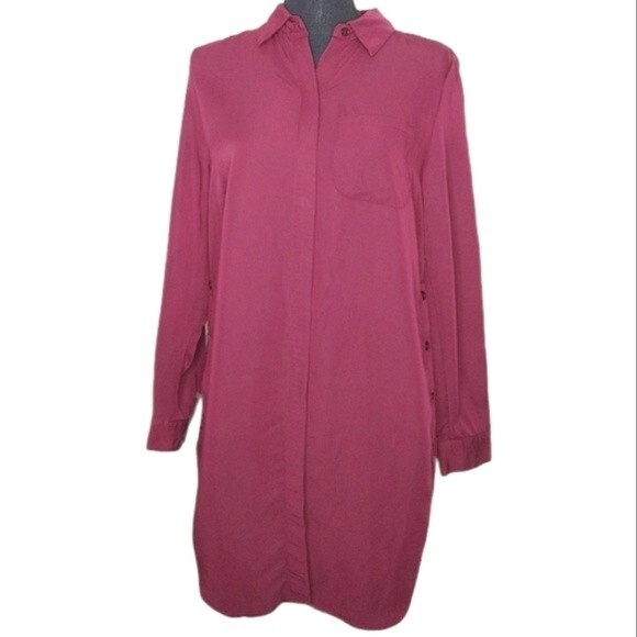 Chico's Women 0/4 Burgundy Lagenlook Modest Minimalist Dark Academia Tunic Dress - Picture 1 of 15